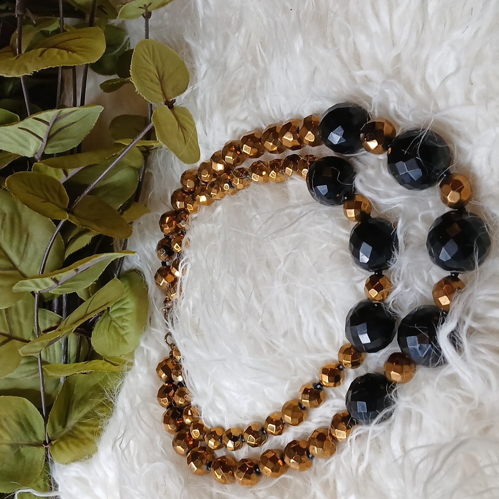 NECKLACE VINTAGE BEADED DOUBLE STRAND